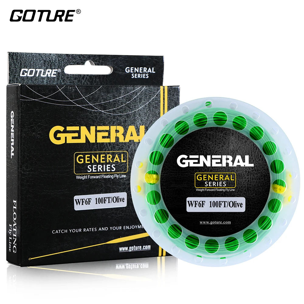 Goture 30 متر يطير خط الصيد مع ملحومة الحلقات WF3F WF4F WF5F WF6F WF7F WF8F يطير خط الوزن إلى الأمام العائمة الصيد خط