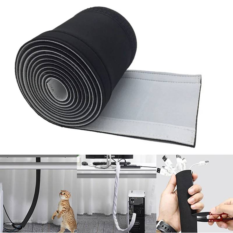 Neoprene Cable Cover Organizer Cord Storing Hiding Cable Sleeve for TV Computer Wire Finishing And Storage Cover XH8Z cable organizer storage organizer
