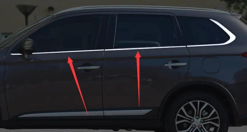 

4 pieces High-quality Car styling stainless steel Strips Car Window Trim Decoration Accessories 2016 for Mitsubishi Outlander