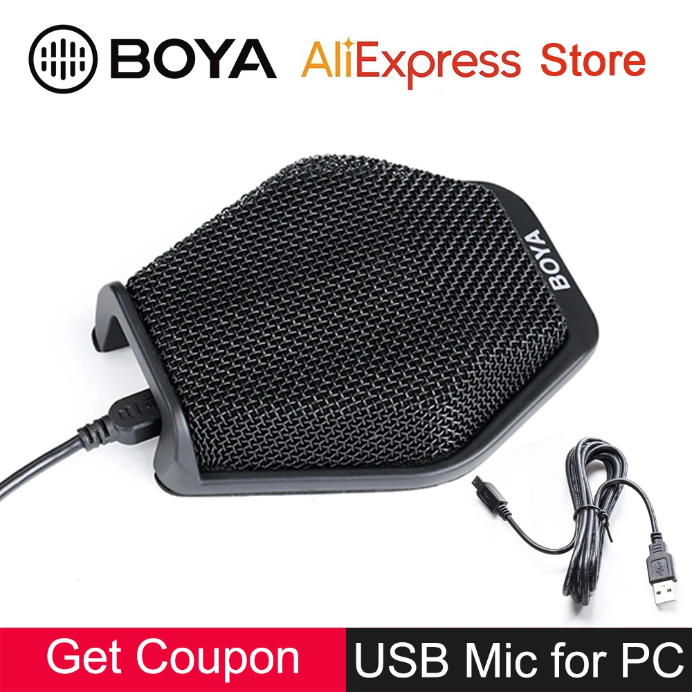 

BOYA BY-MC2 Conference Microphone Super-cardioid Directional Condenser Mic Monitoring Jack for Mac Window Computer PC Laptop USB