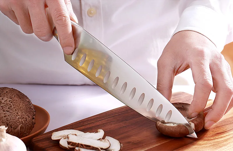 7 дюймов Santoku Ножи Pro Кухня столовые приборы шеф-повара Ножи Германии с высоким содержанием углерода Нержавеющая сталь X50CRMOV очень острые Пособия по кулинарии Ножи