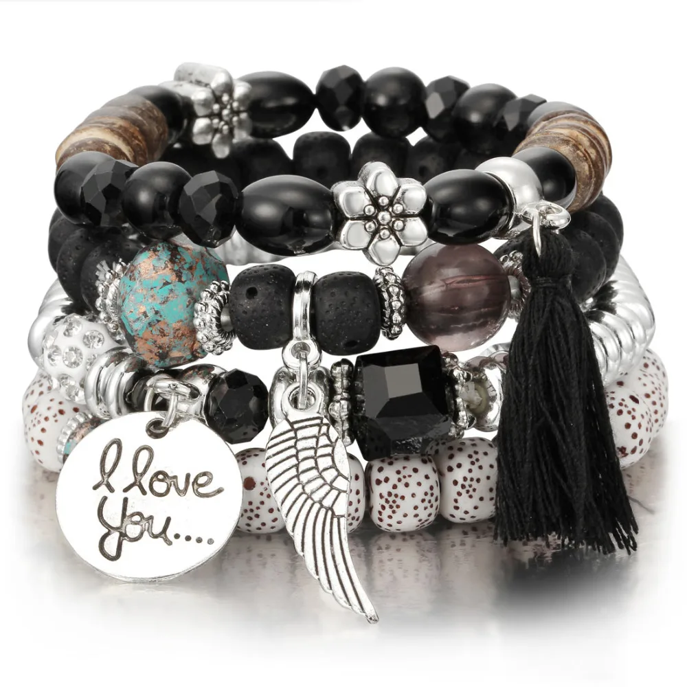 

Crystal Bead Bracelets for Women Vintage Bracelet Female Jewelry Tassel Natural Stone Charms Wristband Gift pulseira feminina