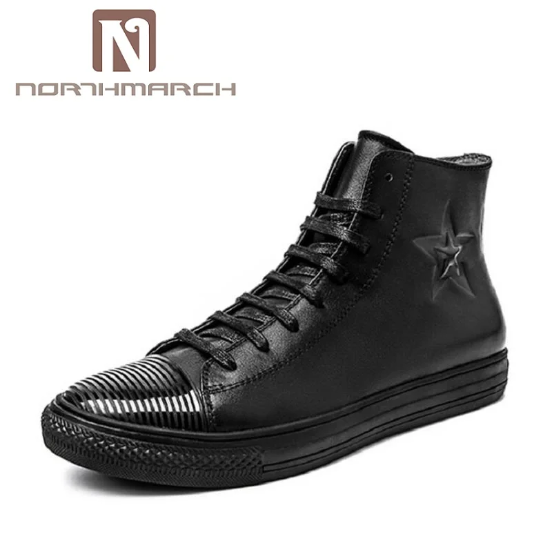 

NORTHMARCH Autumn Men Breathable High-Top Lace Up Shoes Men's Flat Espadrilles High Quality Comfortable Black Men Shoes