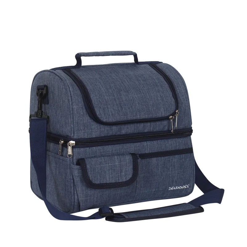 

Double layer waterproof big cooler bag portable picnic lunch box ice pack vehicle insulation shoulder bag cool fresh carrier bag