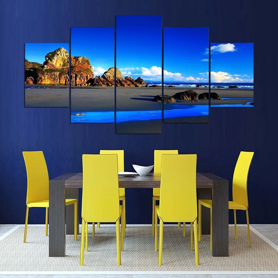 Украшения фотографии Винтаж Home Decor Картины на холсте 5 Панель голубое небо пейзаж
