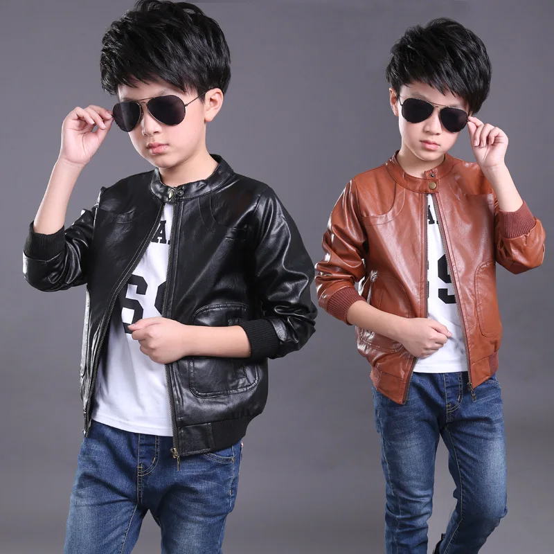 

2017 Children Fashion Outerwear Autumn New Baby Boys Coats Faux Leather Coat Jacket Children Clothing Boys Leather Jacket