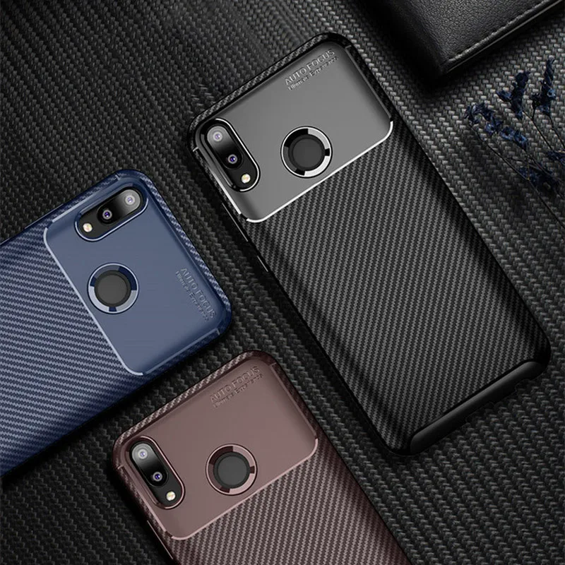 

For Huawei Y9 2019 Case Carbon Fiber Silicone Phone Cover For Huawei Y6 2018 Case Vintage Matte Soft TPU For Huawei Y7 2019 Case