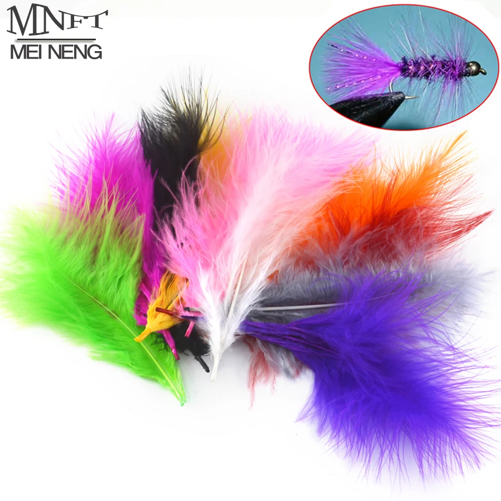 MNFT 50 pièces multiples couleur dinde Marabou bougre plume pour mouche attachant matériel appât appât fabrication blanc violet rose noir gris Etc. (l