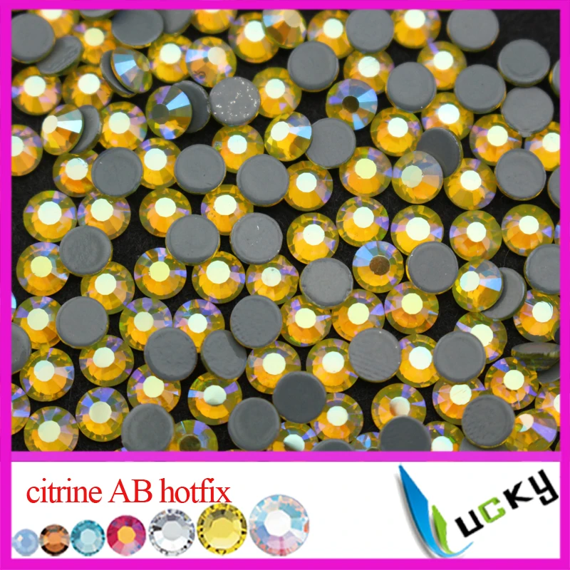 

Top quality flat back rhinestones hotfix crystal with strong glue!ss16 ss20 Citrine AB color super bright Yellow AB strass