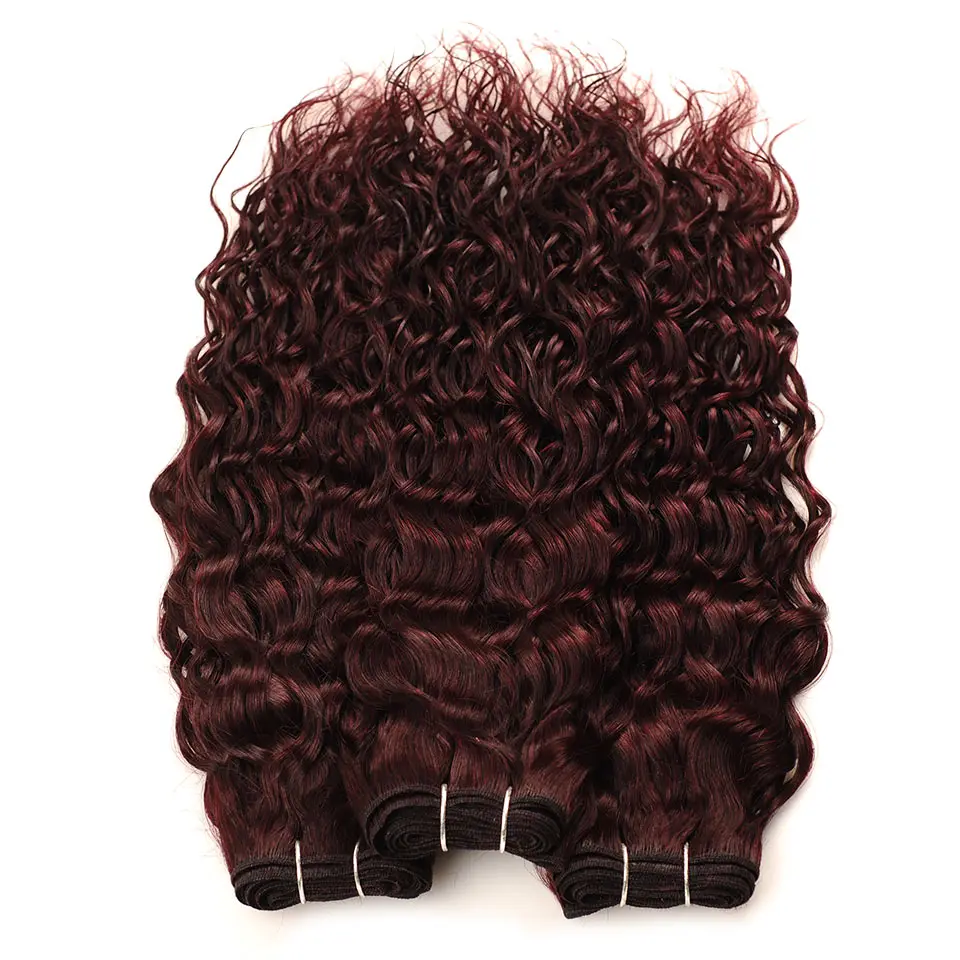Pinshair 99J красные пучки перуанские Волнистые 3 пучка бордовые волосы человеческие волосы для наращивания не Реми волосы толстые уток