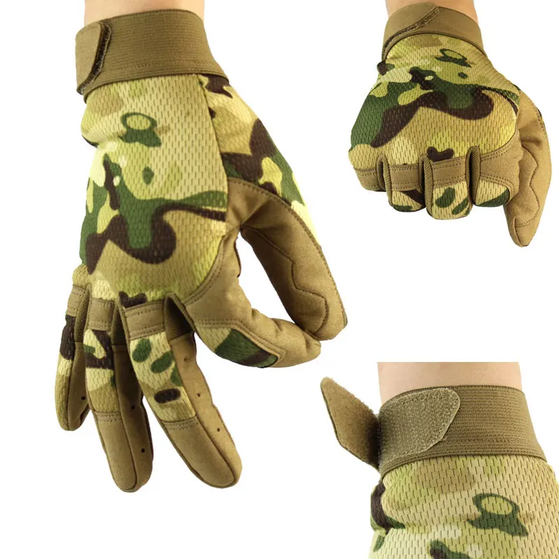 Univsal Multicam Guanti tattici Antiskid Army Militare Bicicletta Airsoft Motocycel Shooting Paintball Work Gear Camo Guanti a dita intere