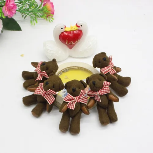Plush toy, joint bear, suede teddy bear doll, DIY bow tie, little bear bag accessory with buckle 3