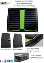 Solarparts New Arrival 1x 5V/10W ETFE lamianted all-in-one high efficiency portable solar charger 12V solar panel cell flexible