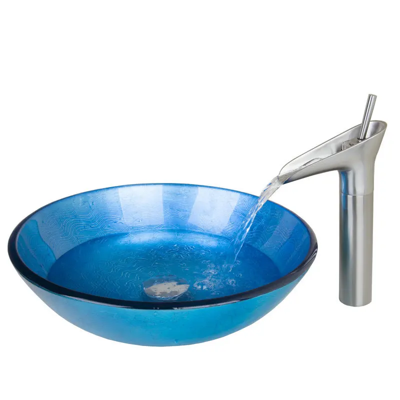 Compra lavabo de cristal azul online al por mayor de china ...