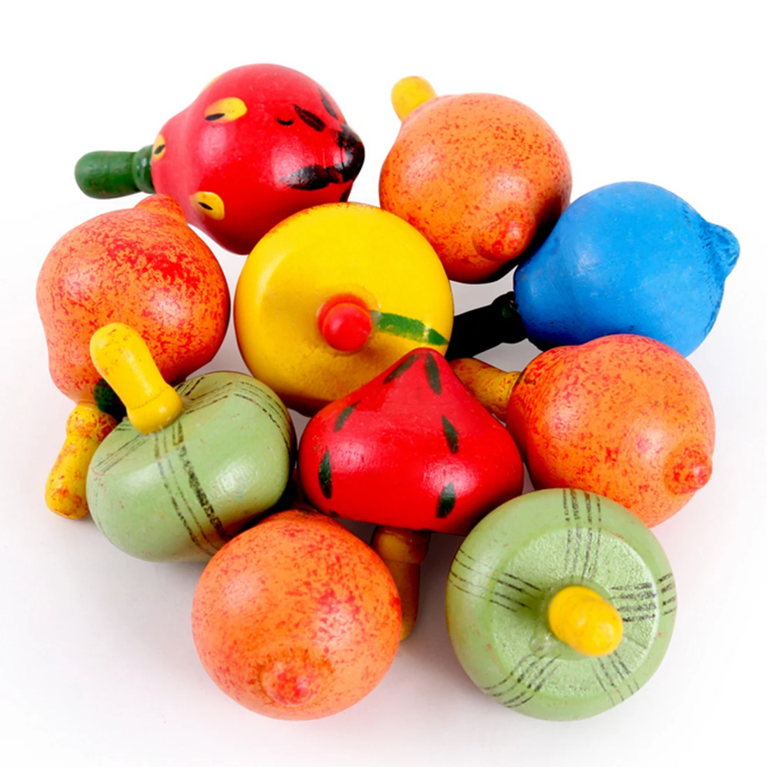 

UTOYSLAND Spinning Top Toy Colorful Wooden Spinning Tops Fruit Shape Gyro Toy for Kids Gift - Color and Type Random