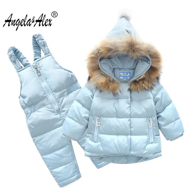 Angela&Alex Baby Girl Winter Jacket White Duck Down Children Warm Clothing Set Parka and Overalls Fur Hooded Baby Boy Clothes Angela&Alex Baby Girl Winter Jacket White Duck Down Children Warm Clothing Set Parka and Overalls Fur Hooded Baby Boy Clothes