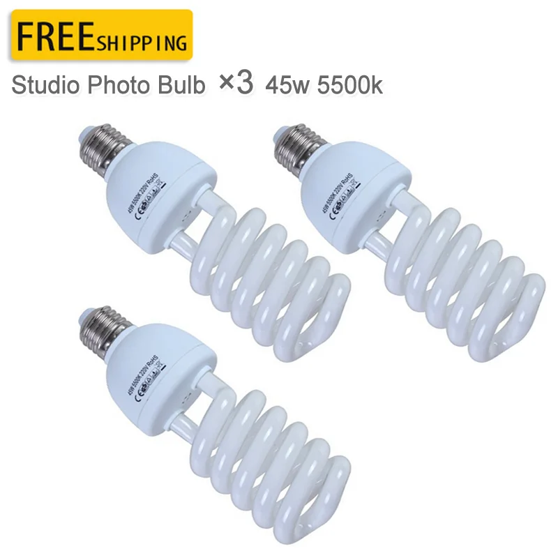 Фотографическое освещение 3 шт Pro E27 220V 45W 5500K фото видео Лампа Фотостудия лампа для