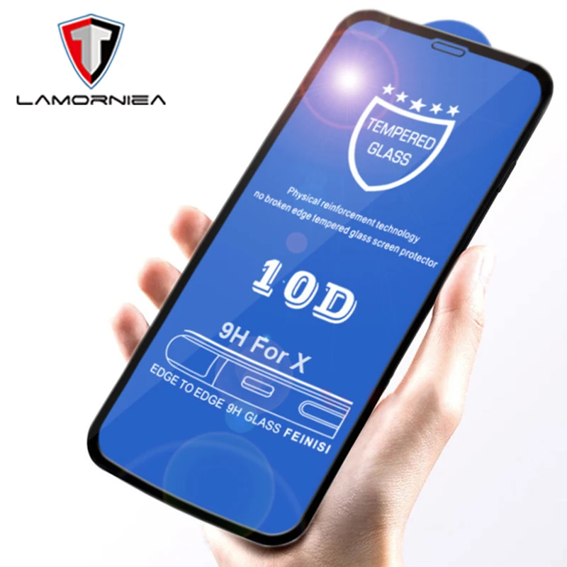 

Lamorniea 10D Curved Full Cover Tempered Glass For iPhone 7 8 6 X Screen Protector For iPhone 7 8 6 Plus XR XS Max Glass Film