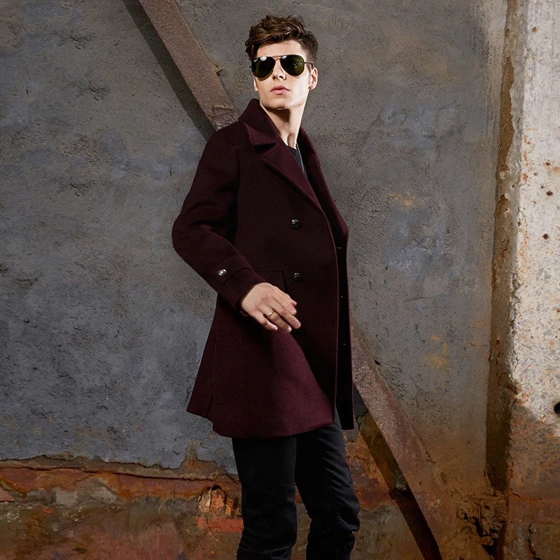 AYUNSUE/Новинка 2918 года Осенне зимняя куртка для мужчин Шерстяное длинное пальто с