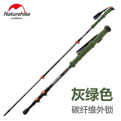 Naturehike exterior Superlight modelo de aleación de fibra de carbono palos de 3 secciones bastones ajustables para caminar Trekking Alpenstock