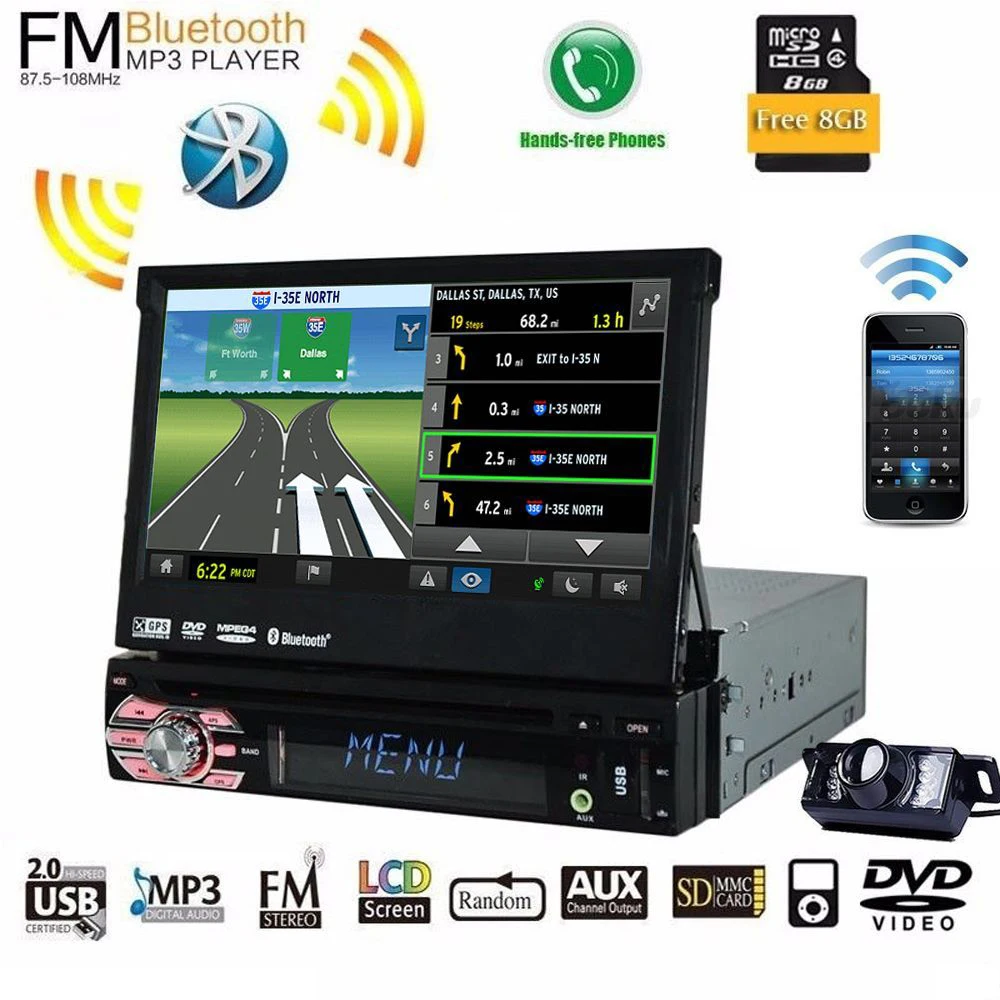 

1 Din car dvd player with HD digital Touch Wince 1Din 7Inch universal GPS Navigation Bluetooth GPS For FM Radio Free rear camera