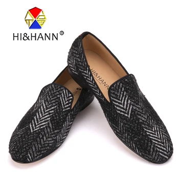 

2017 new arrival black and white color mixed men cotton loafers luxurious Handmade men classic wedding loafers male dress shoes