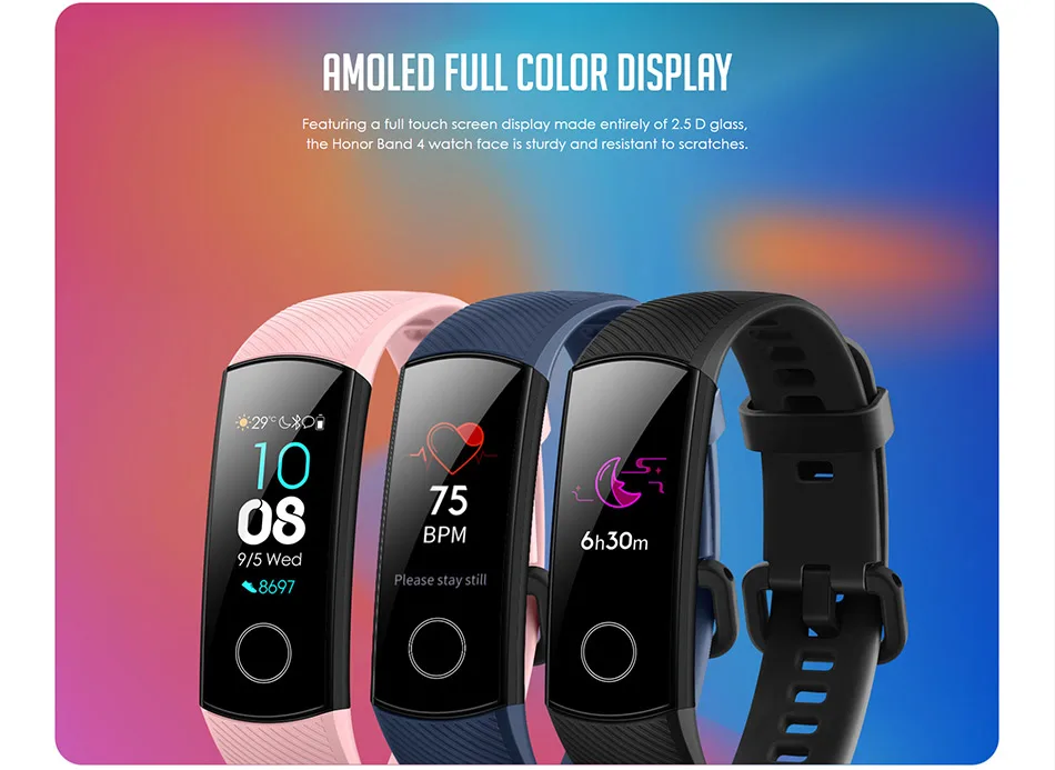 Huawei Honor Band 4 Band 5 Смарт-браслет Здоровье Фитнес-браслет трекер Amoled 0,9" сенсорный экран для сердечного ритма монитор