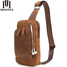 Genuine Leather Men Chest Bag Vintage Crazy Horse Leather Brand Small Messenger Bag Travel Single Shoulder Crossbody For Male brand hand made genuine crazy horse leather small cross body shoulder bag men s messenger bags male waist belt pack for travel
