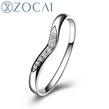 

ZOCAI brand 100% natural real diamond 0.02 ct diamond wedding ring 18K white gold wedding bands W03504
