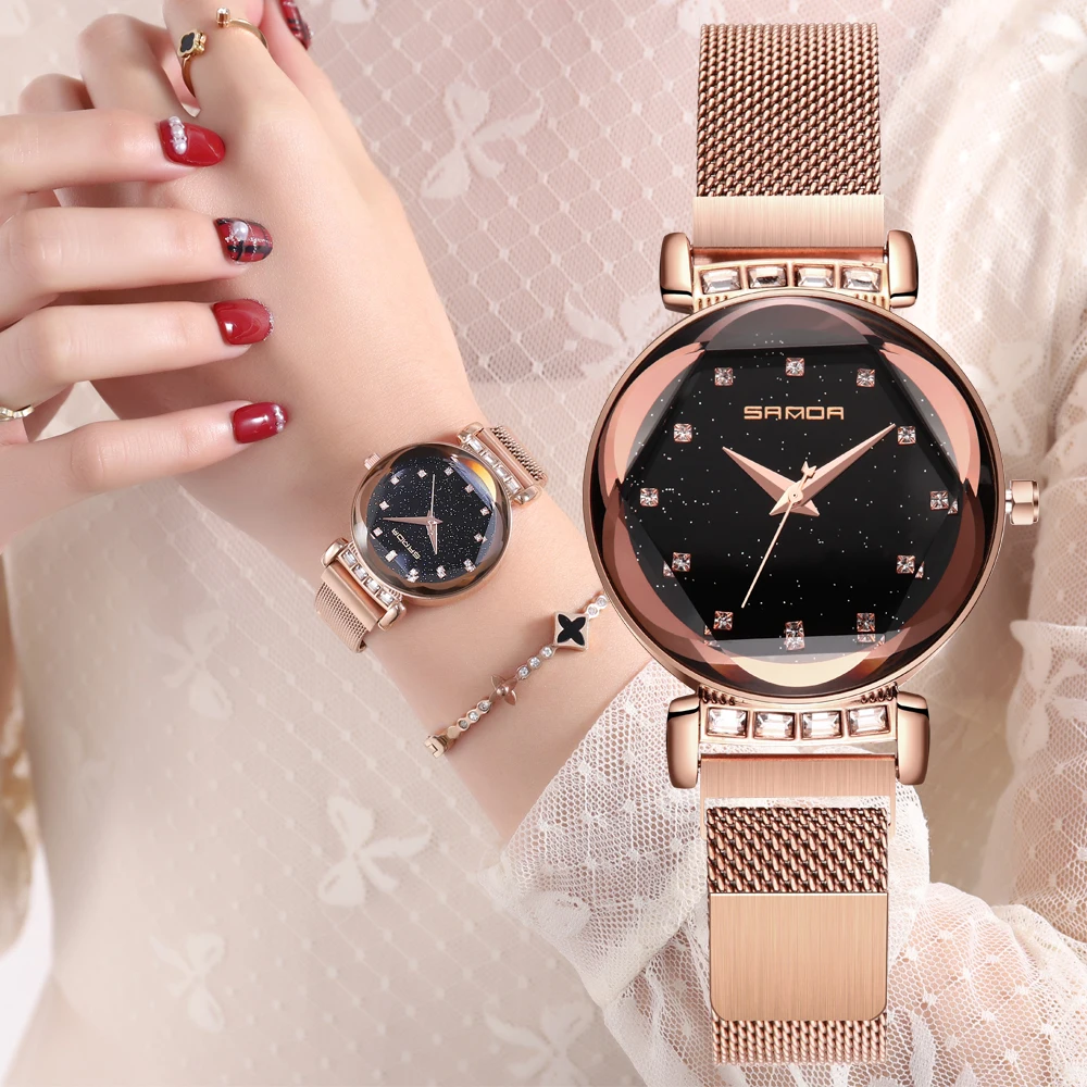 

2019 Bracelet Women Watches Starry Sky Brand Luxury Rose Gold Quartz Lady Watch Steel Casual Waterproof Clock female wristwatch