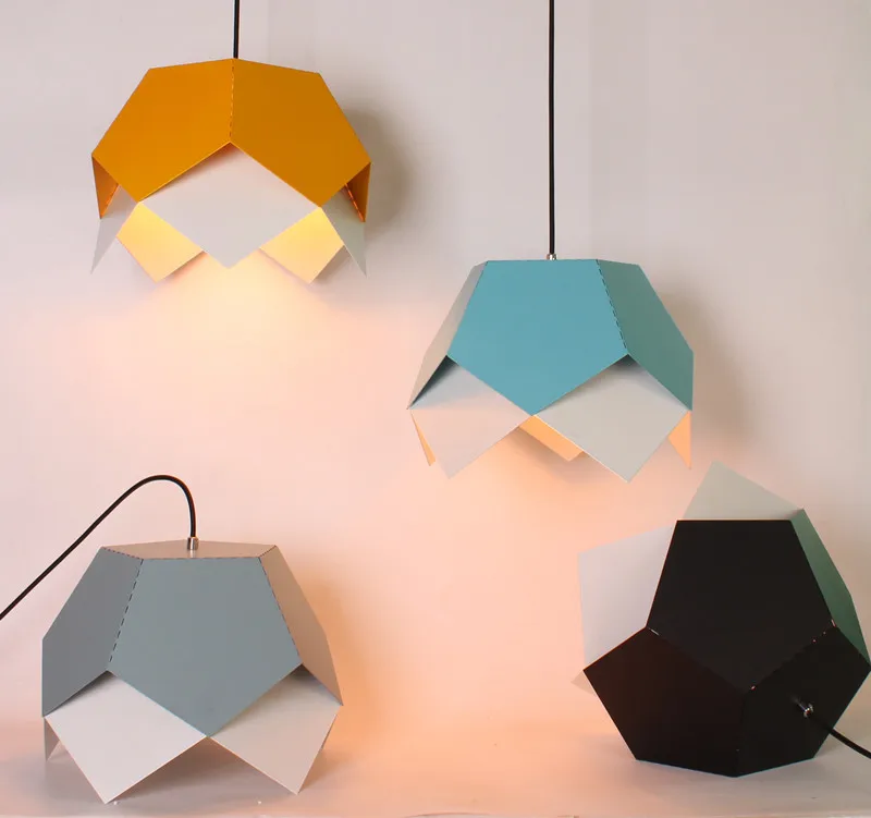 

Colorful Iron Geometry Pendant Light Nordic Modern Creative Hanglamp Fixtures For Home Lighting Bar Cafe Lamparas Colgantes