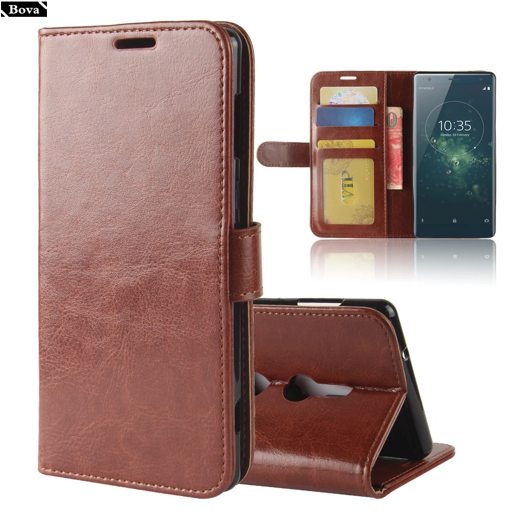 

for Sony Xz2 5.7" Pu Leather Case card holder cover case for Sony Xperia Xz2 Compact 5.0" case protective cover retro holster