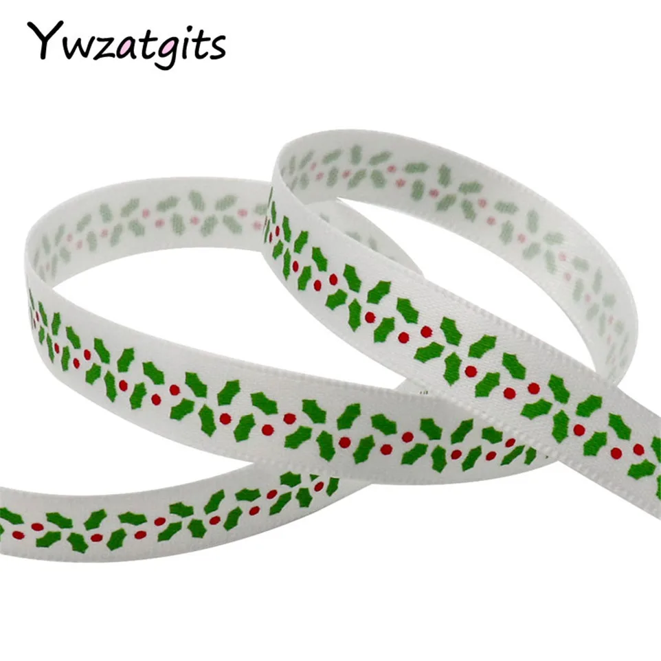 Ywzatgits 12 ярдов случайный 12 стилей печати корсажная и атласная отделка ленты Рождество DIY обертывание украшения YS0204