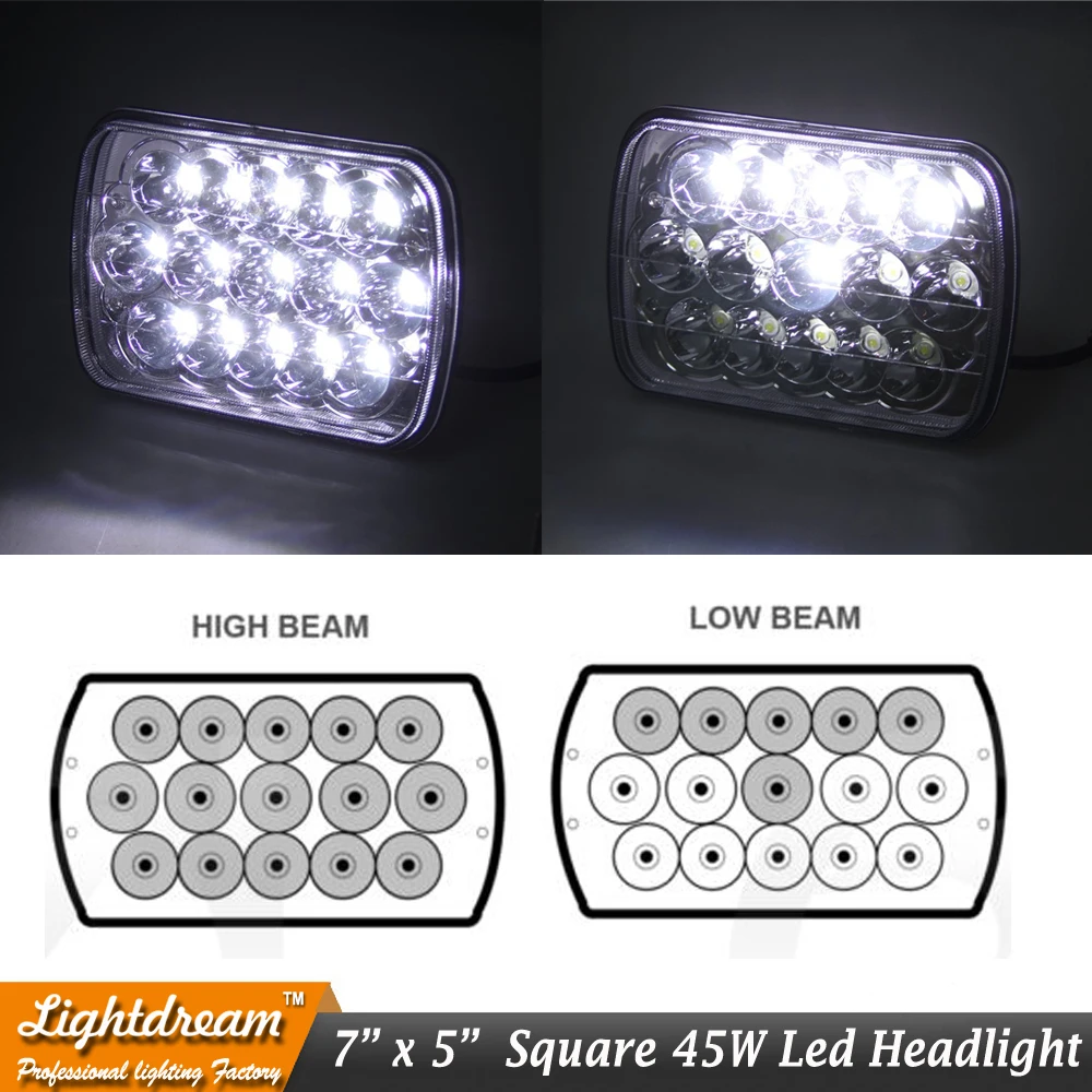Us 17 5 7x6 Led Sealed Beam 7x5 45w Led Truck Lights Used For Semi Kenworth Suv Car H4 Plug With High Low Beam 45w Led Headlight 12v 24v In Car