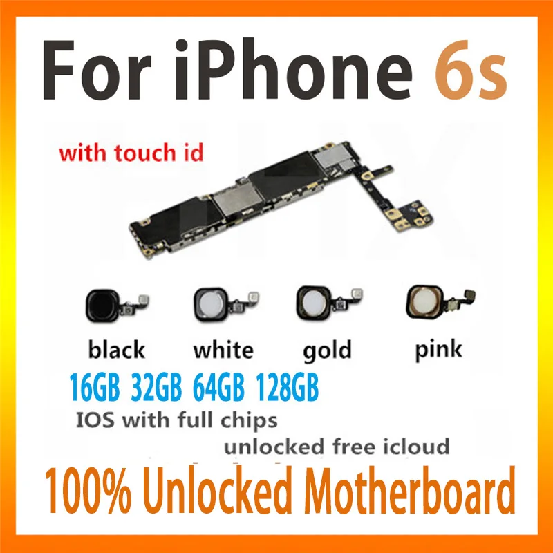 

Original For iPhone 6s motherboard with touch ID black/white/gold/pink unlocked for iPhone 6s card/panel 16gb/32gb/64gb/128gb
