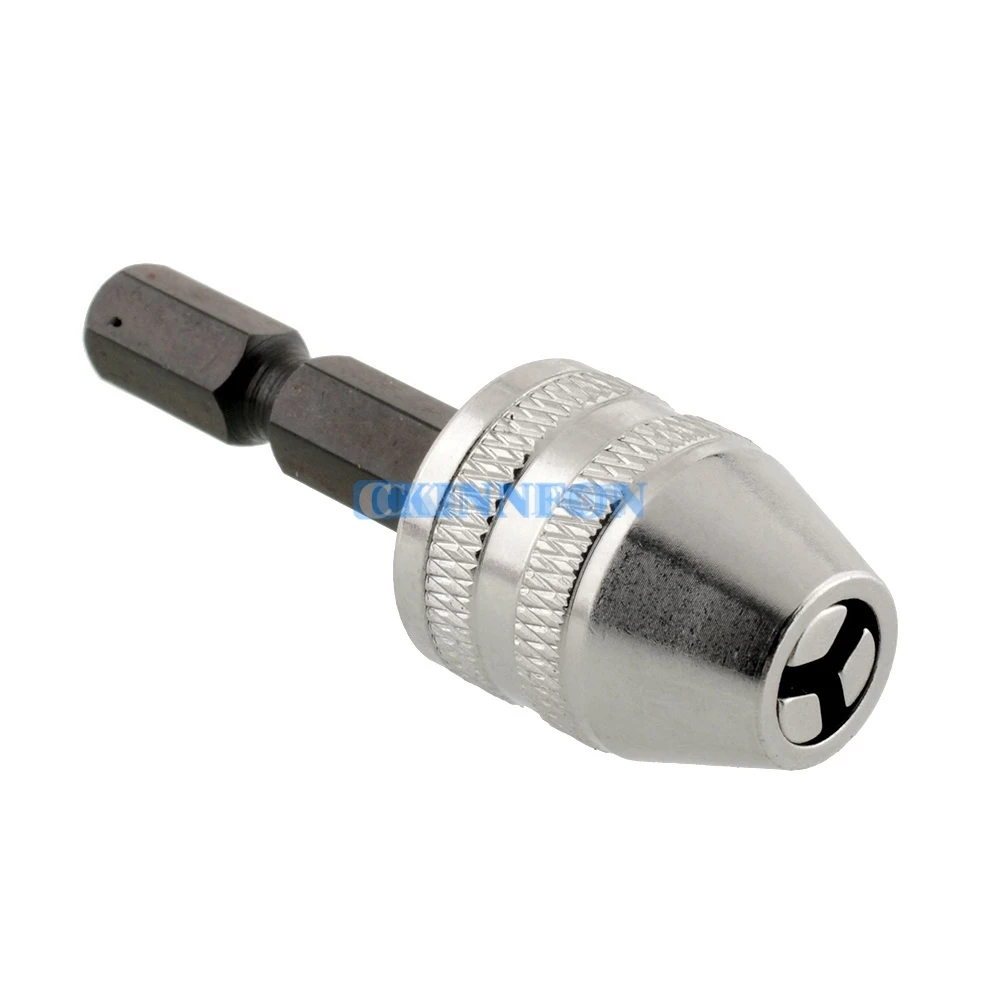 DHL 100PCS Quality 6mm 1/4" Keyless Drill Chuck Adapter Silver Brick