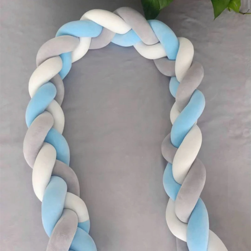 Baby Crib Bumper Hand-Woven Knotted Braided Cradle Colorful Decor Gift Cushion Junior Bed Sleep Bumper