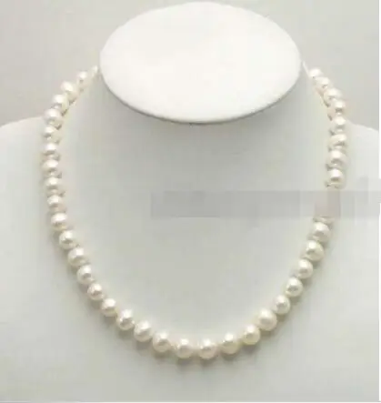 

FREE SHIPPING HOT sell new Style >>>>>SALE Big 9-10mm White High luster Natural freshwater Pearl 17" necklace