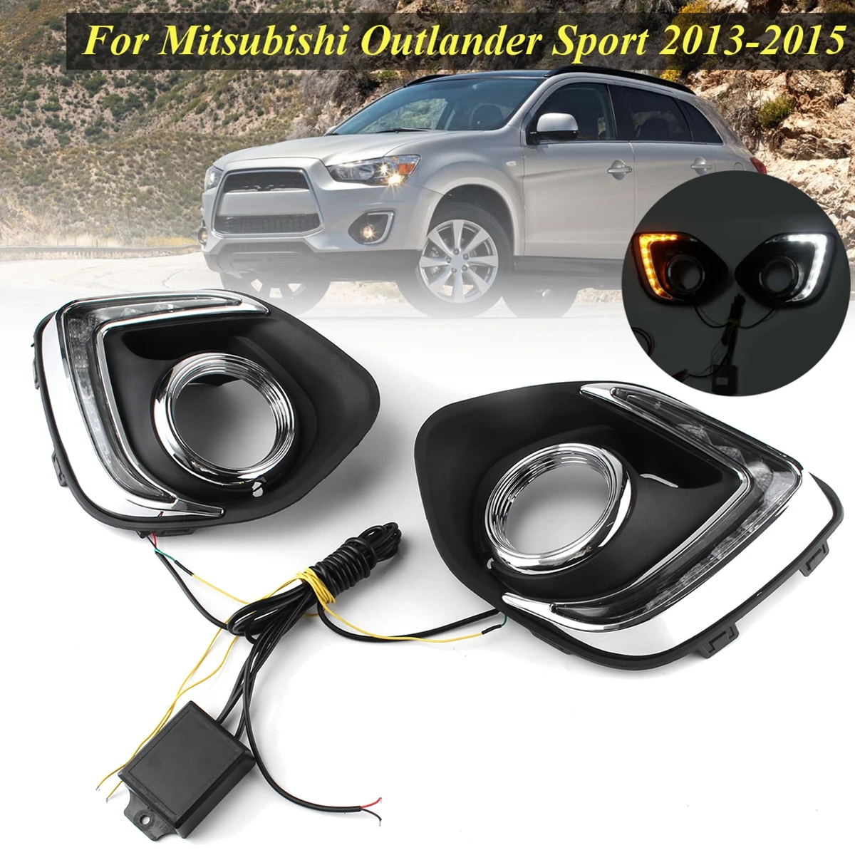  Front LED DRL for Mitsubishi RVR ASX Outlander Sport 2013 2014 2015 Running Lights Daytime Daylight - 32916401889