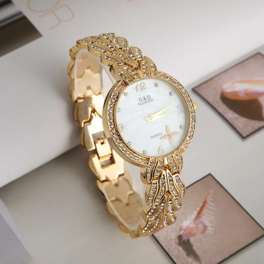 

2018 G&D Top Luxury Brand Women's Watches Fashion Casual Quartz Wristwatches Ladies Dress Watches Relogio Feminino Clock Gold