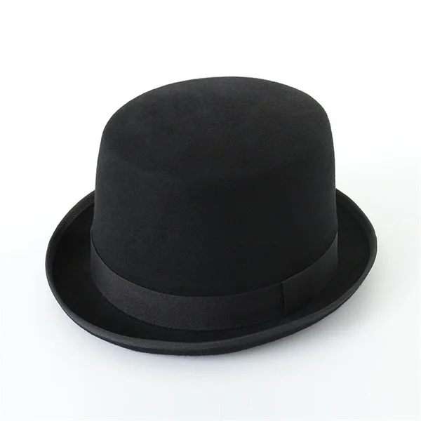 6pcs Luxury Men Black Pure Wool Top Hats Gentleman Formal Felt Bowler