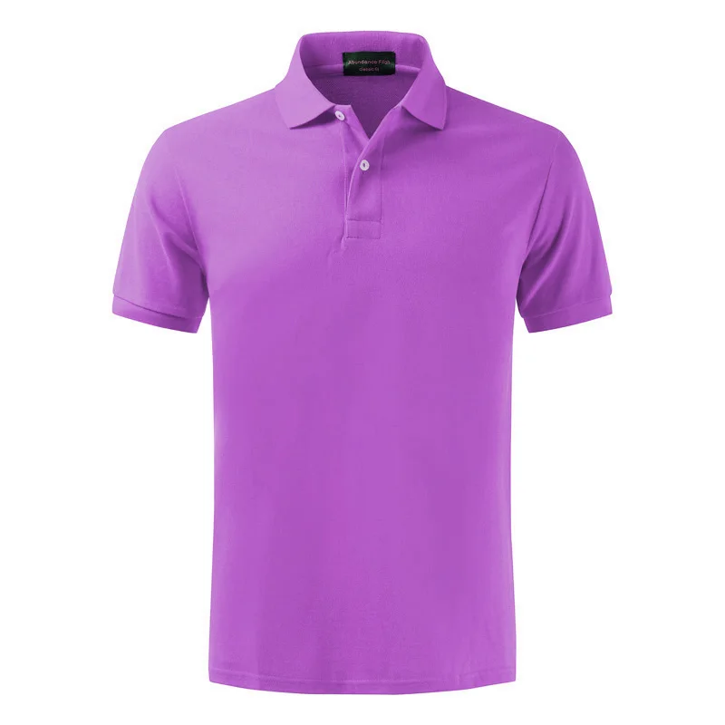 Cotton Summer New Men's short sleeve polos shirts XS-4XL casual solid color lapel mens polos shirts fashion mens tops - Цвет: Purple