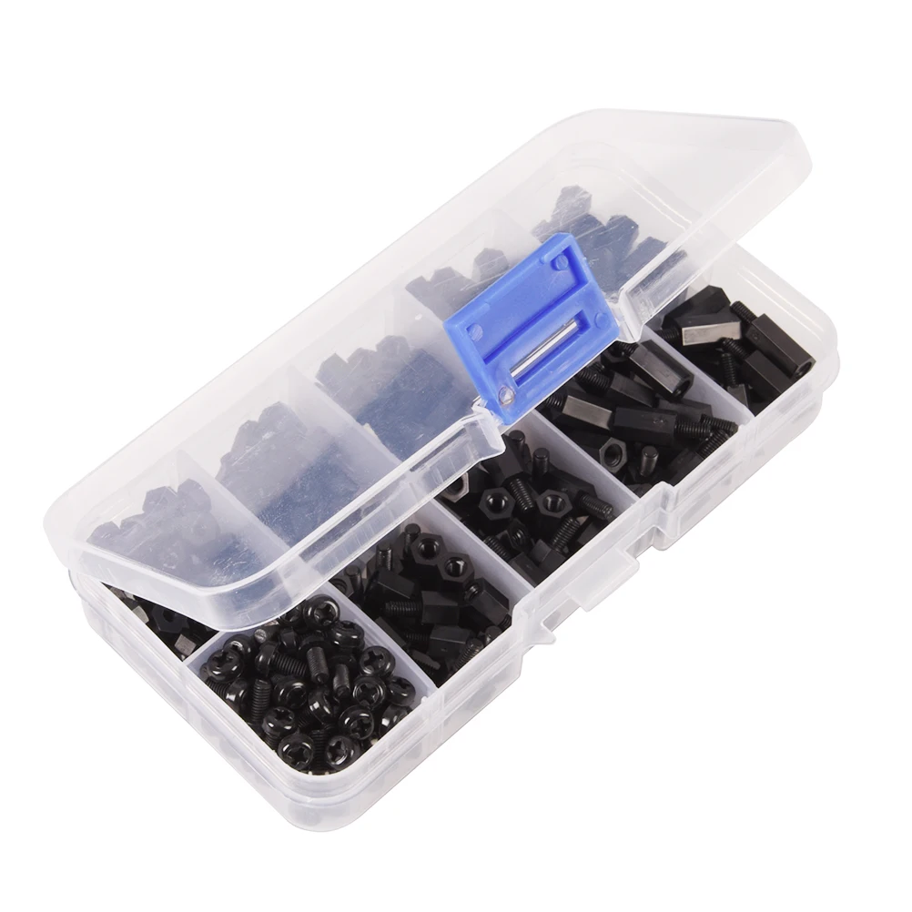 

300pcs/Box M3 Male Female Standoffs Nylon Spacer Hex Column Screws Nuts Assortment Kit Threaded Pillar Repair Tools