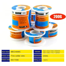1 шт. механик 200 г припой проволока катушки канифольное ядро 0,3/0,4/0,5/0,6/0,8/1/1,2 мм с низкой температурой плавления пайки оловом BGA сварочные инструменты