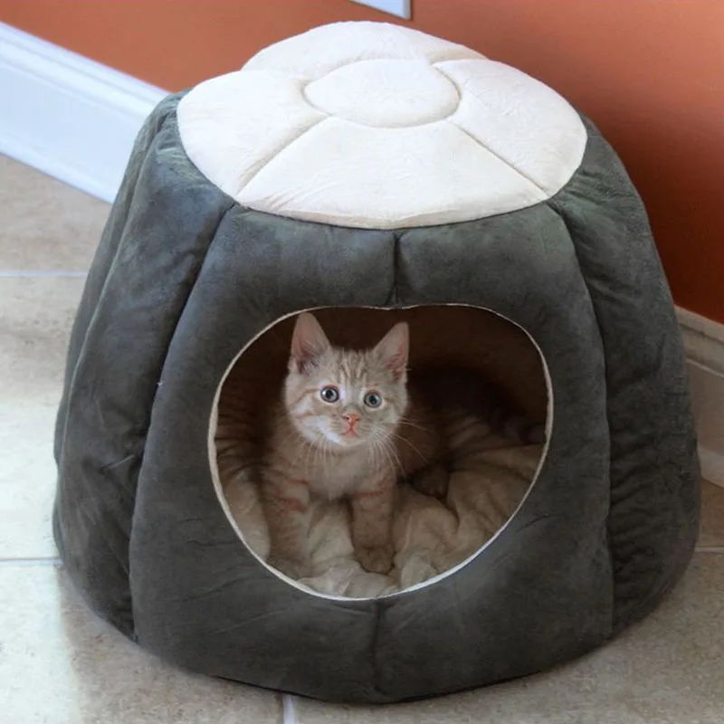 

Cat House Tree Shape Warm Sleeping Bed for Puppy Kitten Small Dogs Bichon Teddy Warm Pet Cushion Sofa Grey Red Large Size