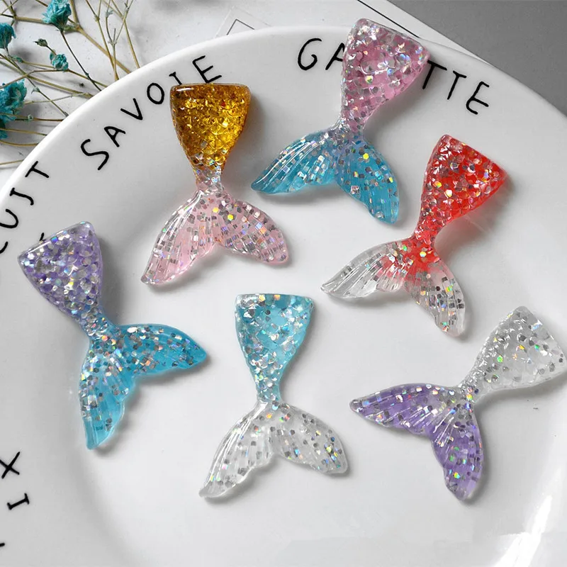 

5Pcs Slime Charm Mermaid Tail For DIY Cake Phone Decoration Sprinkles Toys Mud Polymer Clay Slime Filling Supply