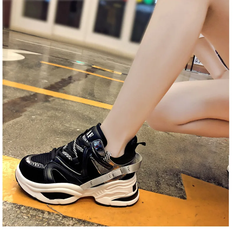 Женская обувь для бега, визуально увеличивающая рост; спортивная женская обувь; кроссовки на платформе; женская спортивная обувь; zapatos deportivos de mujer