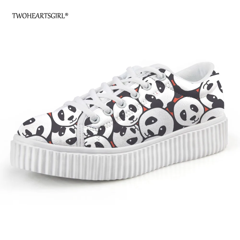

Twoheartsgirl Cute Creepers Panda Printed Women Casual Shoes Breathable Female Ladies Flats Platform Shoes Comfortable Creepers