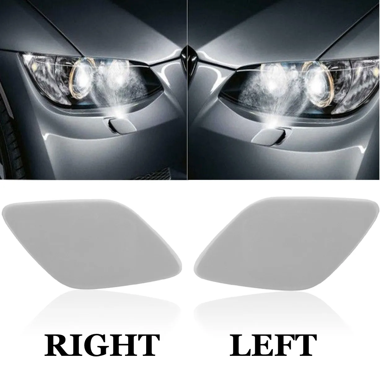 Left and Right For BMW E92 E93 3 Series Passenger Side Headlight Washer Primed Coverin