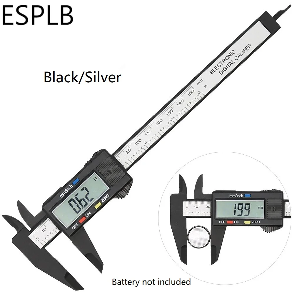 ESPLB 150 мм Пластиковый штангенциркуль 6 дюймов ЖК-экран электронный цифровой штангенциркуль углеродное волокно Миллиметровые конверсионные штангенциркули